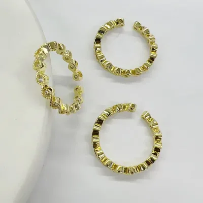 CH-JDR0322 High-Quality Thin Ring Inlaid CZ Gold-Plated Copper Ring Adjustable Ring Women's Anniversary Gift Ring Popular Ring