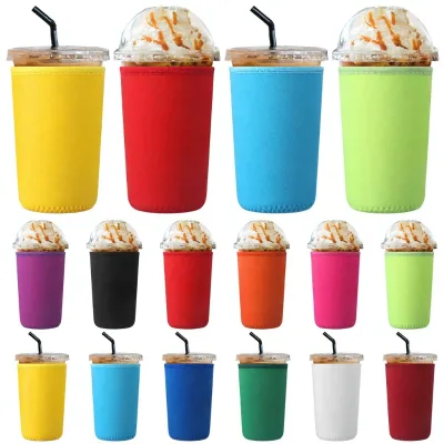 Reusable Neoprene Iced Coffee Cup Sleeve Insulated Drink Holder for 22-24oz Cups