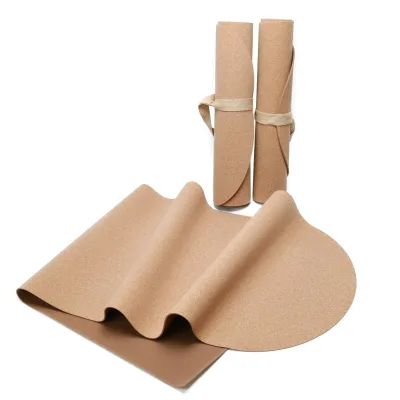 Wholesale Premium  Custom Designs Pilates Mat Oval Yoga Mat Chocolate Brown Vegan Natural Cork Yoga Mat