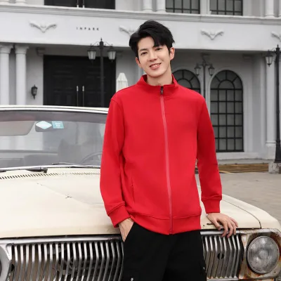 Custom 100% Cotton Street Print Sweatshirt Oversized Hoodie Zip-Up Stand Collar 320 Grams Long Length Puff Technics for Spring