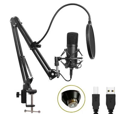 Pro Audio Studio Recording Microphone/USB Condenser Microphone With Shock Mount With Scissor Stand/USB 2.0 Recording Microphone