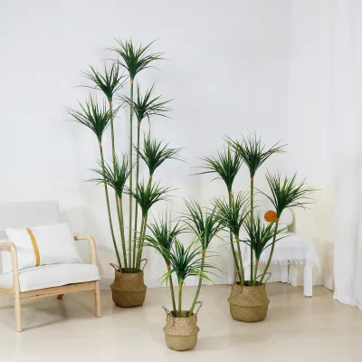 Nordic Style Thin Stem Tree Artificial Blood Green Plant Plastic+PE 140-210cm Long Lasting for Home & Hotel Indoor Decor