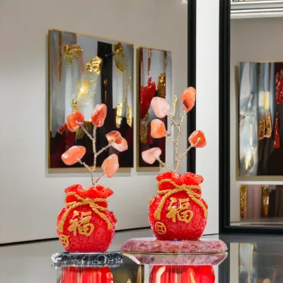 GEM Wholesale Healing Crystal Hot Sales Tree Raw Stone Carfts Carving Money Bag Gravel Tree for Decor