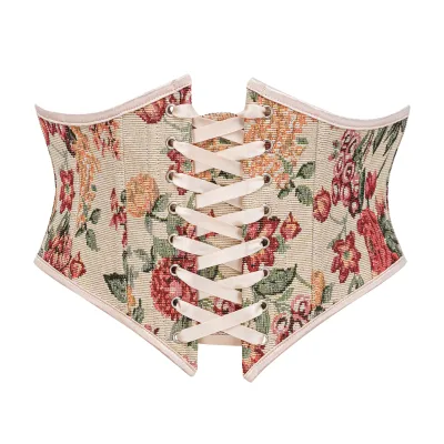 Renaissance Tapestry Painting Print Underbust Corset Short Waist Cincher Fish Bone Support Slimming Breathable Plus Size Sexy