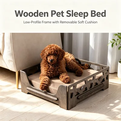 Elevated Luxury Dog Bed With Breathable Fabric Mattress and Sturdy Wood Base for Home Decor Matching