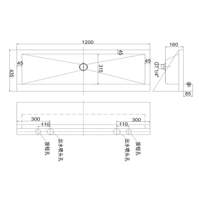 304 Stainless Steel Trough Hand Sink Double Position Long Wash Basin for Public Toilet Hospital School