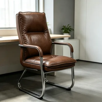 Elegant High Back Boss's Chair Executive Chair Office Chair for CEO Office Modern Grey Padded Sled Base Conference Furniture