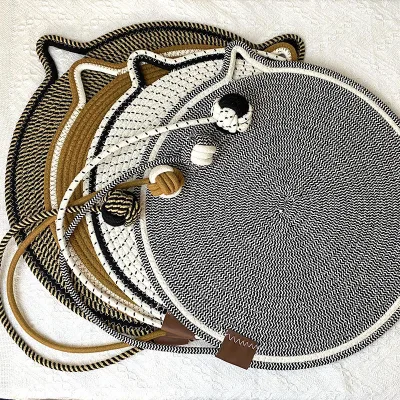 Environmentally Friendly Cotton Rope Woven Pet Mat, Playable, Sleepable, cat Scratching, Cotton Ball Mat