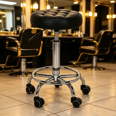 PU Leather  Beauty Stool Contemporary Barber Salon Chair with Lift Mechanism and Pulley System for Massage BX-