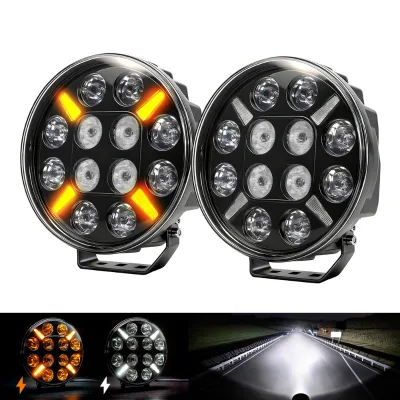 9inch LED Driving Light for Offroad Car Bumper Auto 12v 24v White Amber Dual-color Varselljus Combo Beam Lamp Lowest Price