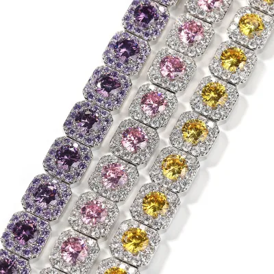 Luxury Hiphop 7Inch 8Inch CZ Diamond Zircon Iced Out Silver Bracelet Jewelry For Women