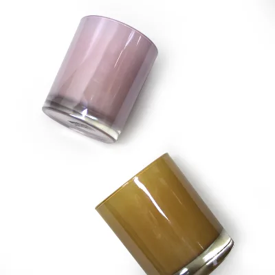 Pink Yellow Soy Wax Candle Container Glossy Glass with Aluminum Lid for Halloween & Holiday Wholesale Supply for Candle Makers
