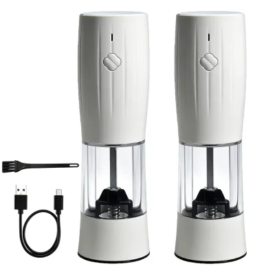 LFGB Certified Food-Safe PC Materials Electric Salt and Pepper Grinder Set with 6-Level Adjustable Coarseness Settings