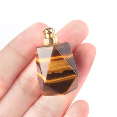 HY Fashion Crystal Semi-precious Stone Yellow Tiger Eye Perfume Bottle Pendant Daily Bottle Ornament for Women