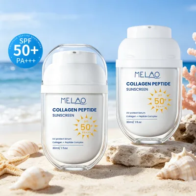 Wholesale Private Label SPF 50+ Sunscreen Collagen Peptide Anti-Aging Lightweight Hydrating UV Shield Collagen Peptide Sunscreen