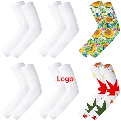 Sublimation Arm Sleeves Customizable Blank UV Sun Protection Cooling Sleeves for Sports Football Basketball Cycling Hiking