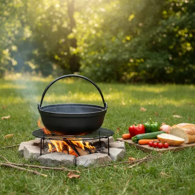 Factory Supply Japanese Style Bail Handle Cast Iron Pot Outdoor Camp Fire Stew Cauldron Custom Size Logo