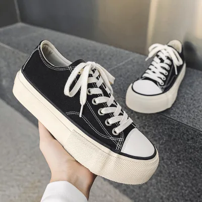 Spring 2026 New Mens Thick-Soled Height-Increasing Sports Casual Sneakers Classic Canvas Breathable Lightweight