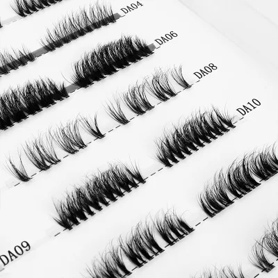 Wholesale Pre Cut Lash Segments Korean Pbt Fiber Natural Fluffy Style Black Clear Band Mink Cluster Lashes With Custom Package