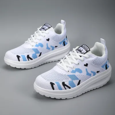 Women's Fitness Walking Casual Shoes Non-Slip EVA MD Sole New Camouflage Flying Woven Upper Soft Increase Design Summer Winter