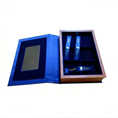 Ancient Wooden Fabric Book Type Jewelry Boxes Packing Book Boxes case with mirror
