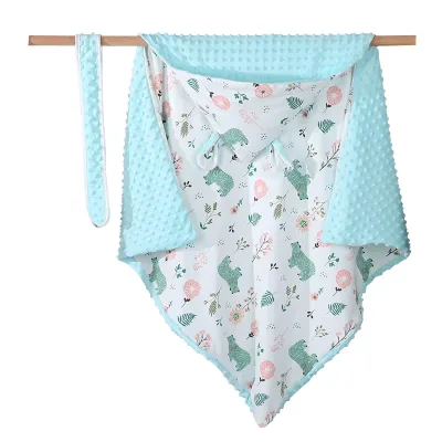 Long Lasting Easy Wash Flannel Interior Cartoon Design Newborn Comforter for Maternity Use Daily Baby Wrapping Cloth