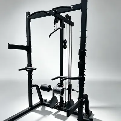 Steel Squat Rack with Dual-rail Smooth Pulley System, Multi-functional Home Strength Training Rack, Suitable for Home Gyms.