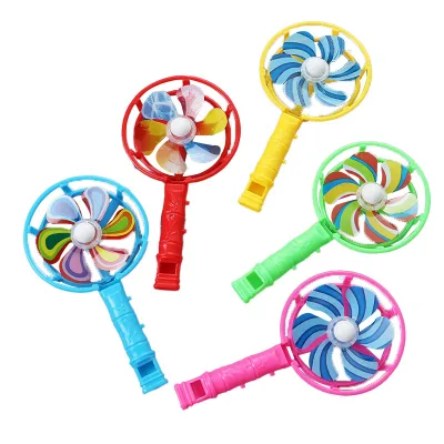 Hot Wholesale Plastic Mini Pinwheels for Kids Color Whistle Pinwheels Promotional Gift for Children Sound Toys Outdoor Windmill