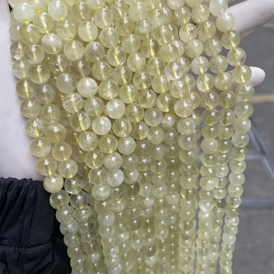 Natural Lemon Crystal Beads Natural Stone Round Bead Stone Beads for Jewelry Making
