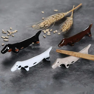 Dachshund Dog Ceramic Chopstick Rest Cute Animal Pen Holder Table Decor