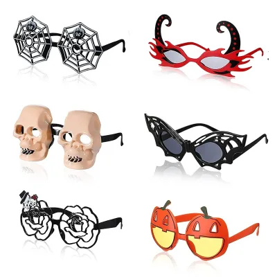 Wowei Halloween Funny Bat Bloody Pumpkin Skeleton Spider Glasses for Dress Stage Cosplay Glasses Party