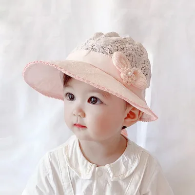 High Quality Summer Baby Girl Hats Cotton Lace Hat White Soft Hat for Infant Adjustable Princess Newborn Baby Cloth Accessories