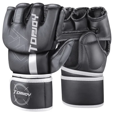 Hot Sale Comfort Endurance Custom Logo Half Finger Style High-end Leather Pink MMA UFC Boxing Sparing Training Gloves