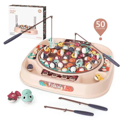 Electric Montessori Musical Fishing Set Toys Puzzle Board Game Cyclic Rotating Fishing Game For Kids