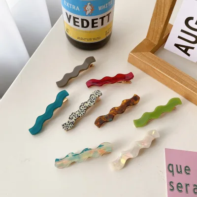 DOWELL French Retro Bangs Summer Wave Hairpin Female Forehead Simple Duckbill Acetate Hair Clips