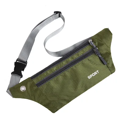 Slim Running Fanny Pack Waterproof Zipper Closure Polyester Adjustable Outdoor Sport Waist Bag for Workout Exercise Fitness