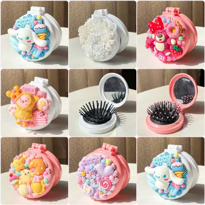 Handmade DIY Cream Gel Comb Mirror One Strawberry Bear Plastic Carton Theme Creative Paste Toys for 7-12y