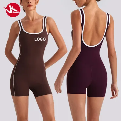 Verified Supplier Strappy Back Yoga Gym Jumpsuit Activewear Camisole Sexy Western Style Activewear Activewear Jumpsuits