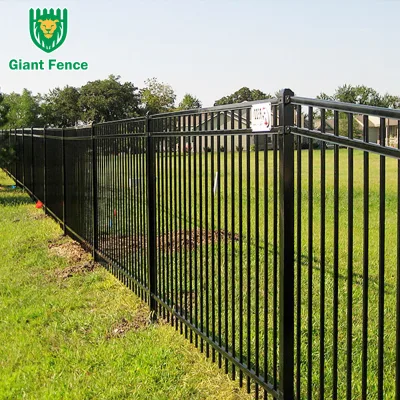 Decorative Powder Coated Steel Wrought Iron Tubular Railing Fence Easy Assembly 3D Design Spear Top for Residential Backyard