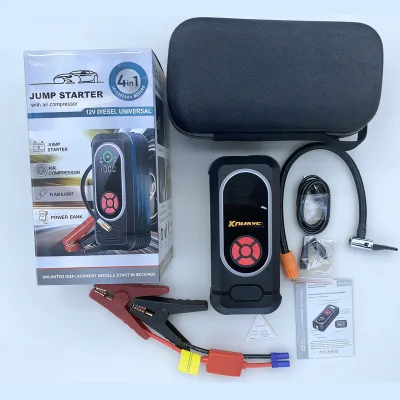 Wholesale Auto 7200mAh Big Screen Car Battery Jump Starter Power Bank Emergency SOS Light Air Compressor Car Jump Starter