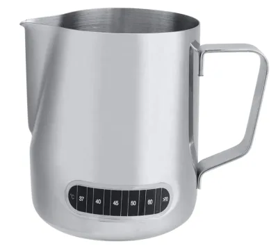 600ml Stainless Steel Coffee Pot Pull Flower Temperature Display Coffee Milk Frothing Pitcher / Jug with Thermometer