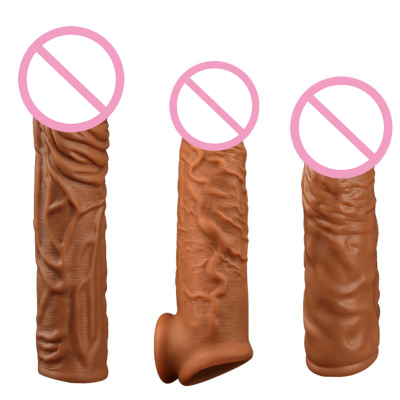 Men Liquid Silicone Delay Ejaculation Male Cock Realistic Dildo Condoms Reusable Penis Sleeve With Spikes