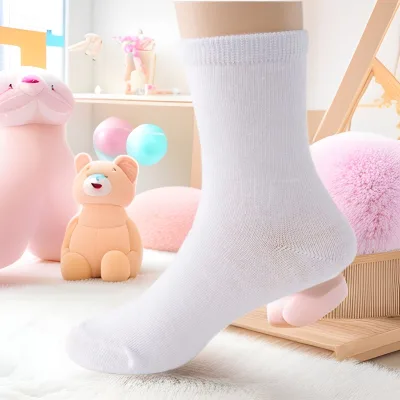 White Children's Socks Boys and Girls Short Non-Slip Knitted Summer Casual Boat Socks