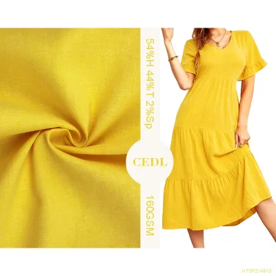 Popular Delicacy Hemp Recycle Polyester Spandex Yarn Dyed Facric for Dress