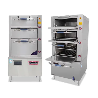 3-Door Steam Seafood Cabinet 800L 12kW, NSF Certified for Buffet with Humidity Control