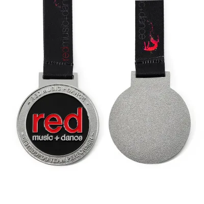 Factory Customized Good Quality Zinc Alloy Die Casting Red Music Dance Competition Creative Metal Medal