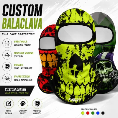 Factory Custom Fishing Full Face Mask Tactical Skull Ghost Printed Men's Women's Halloween Ski Motorcycle Balaclava