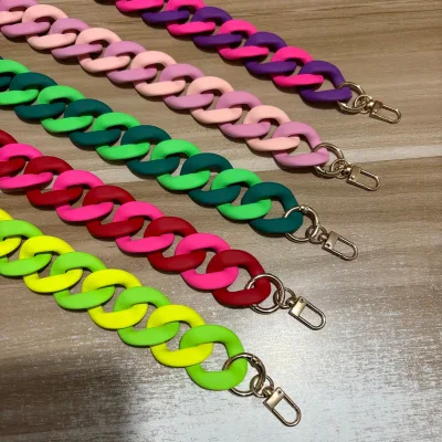 Neon Frosted Acrylic Bag Strap Thick Chain Phone Lanyard Retro Multi Color Shoulder Purse Crossbody Belt Bag Hanging Chain