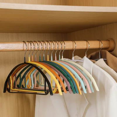 Creative Semicircular Anti Slip Multifunctional Metal Clothes Hanger High Quality Solid Color Coated PVC Suit Coat Hangers
