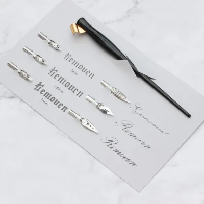 Nordic Vintage Oblique Calligraphy Wooden Calligraphy Pen Holder Arabic Calligraphy Set for Beginners